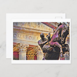 Oklahoma Hauptstadt mit Cowboy Statue Ölgemälde Postkarte