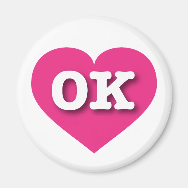 Oklahoma Hot Pink Heart - I Liebe OK Magnet (Vorne)