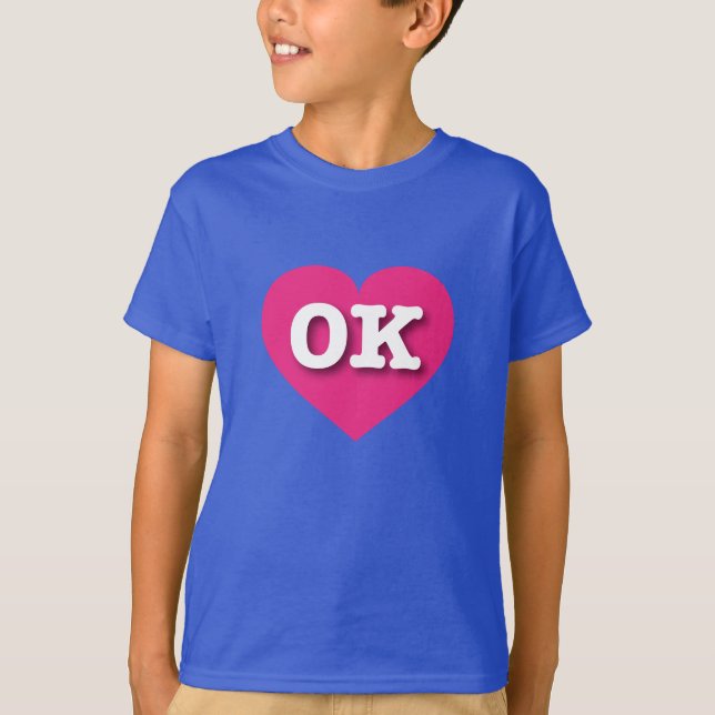Oklahoma Hot Pink Heart - I Liebe OK T-Shirt (Vorderseite)