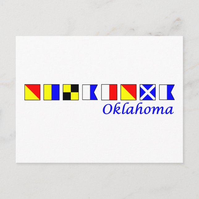 Oklahoma in Alphabet der nautischen Flagge geschri Postkarte (Vorderseite)