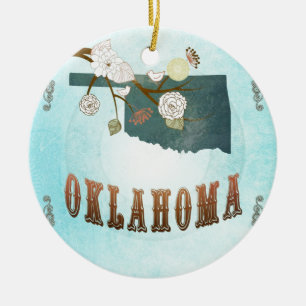 Oklahoma-Karte mit reizenden Vögeln Keramik Ornament