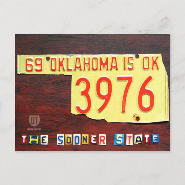 Oklahoma-Kfz-Kennzeichen-Karten-Postkarte Postkarte (Vorderseite)