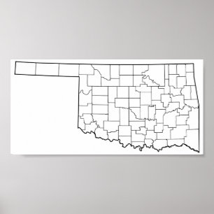 Oklahoma-Landkreis-leere Kontur-Karte Poster