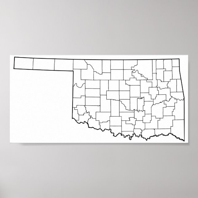 Oklahoma Landkreise Leere Kontur Karte Poster (Vorne)