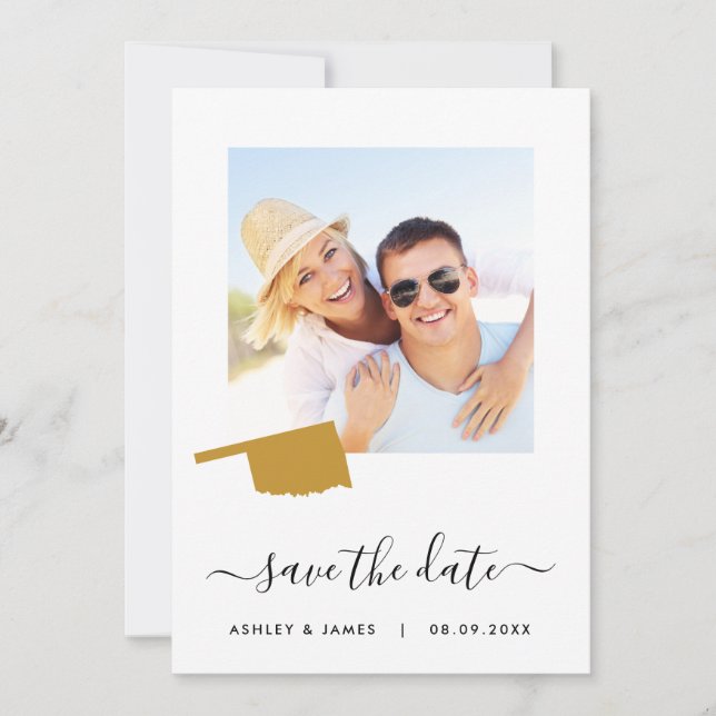 Oklahoma Map Foto Wedding Save the Date Card (Vorderseite)