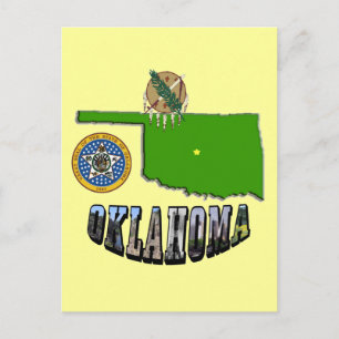 Oklahoma Map-Kontur, Siegel und Bildtext Postkarte