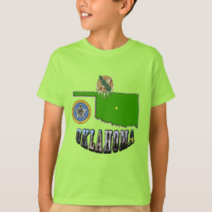 Oklahoma Map-Kontur, Siegel und Bildtext T-Shirt