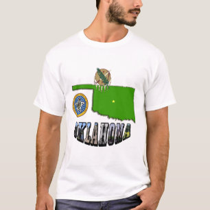Oklahoma Map-Kontur, Siegel und Bildtext T-Shirt