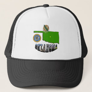 Oklahoma Map-Kontur, Siegel und Bildtext Truckerkappe