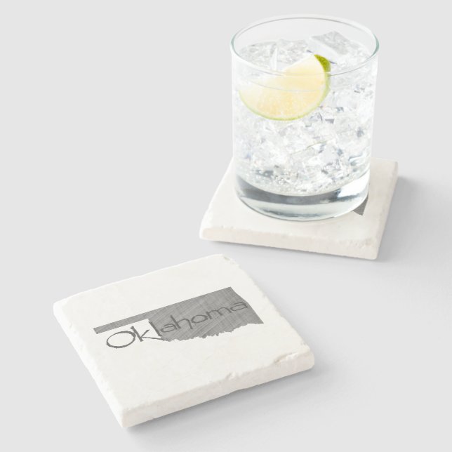 Oklahoma Map Shaped Vintag Gray Chalkboard Steinuntersetzer (Seitenansicht)