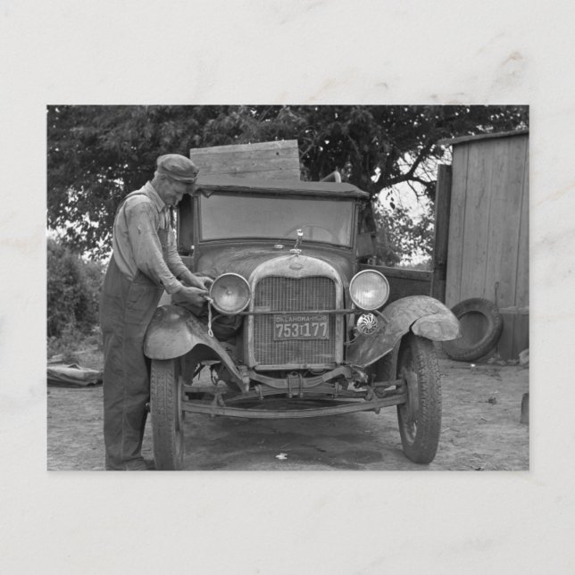 Oklahoma nach Kalifornien, 1930er Postkarte (Vorderseite)