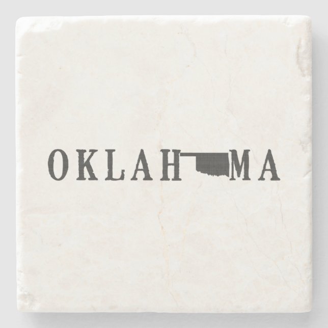 Oklahoma Name mit Staat Shaped Letter Word Art Steinuntersetzer (Vorderseite)