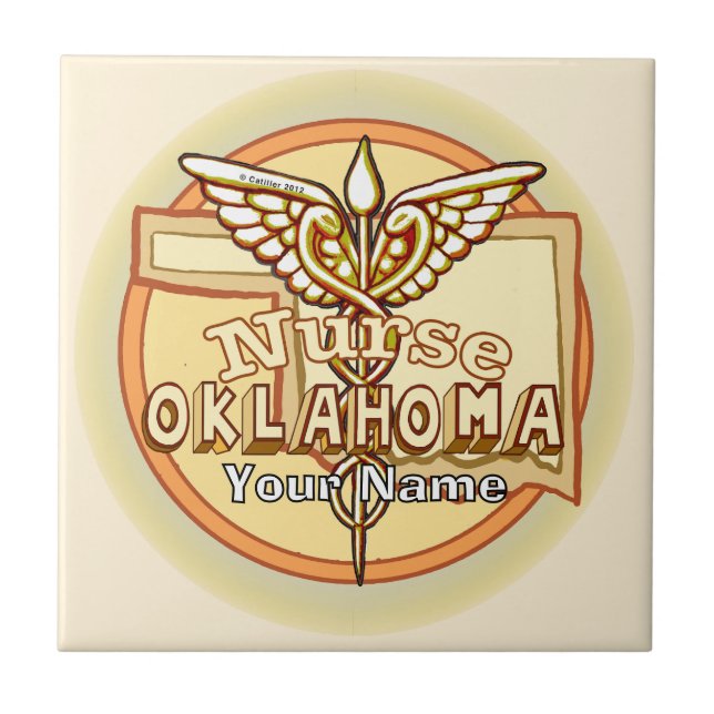 Oklahoma Nurse Caduceus Tile Fliese (Vorderseite)