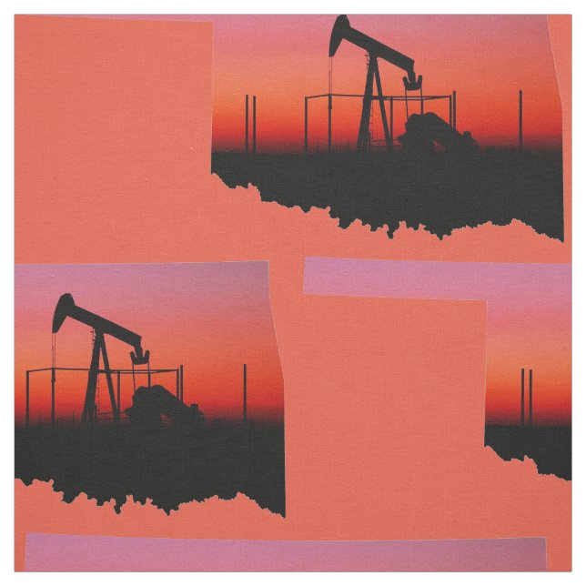 Oklahoma Oil Pump Jack Sunset Print Fabric Stoff (Muster)