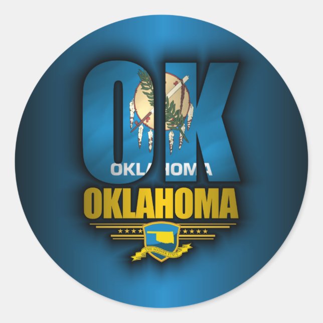 Oklahoma (OK) Runder Aufkleber (Vorderseite)