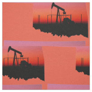 Oklahoma Öl-Pumpenheber Sonnenuntergang Druck Stof Stoff