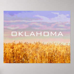 Oklahoma Poster mit Weizenfeld und Himmelskunst