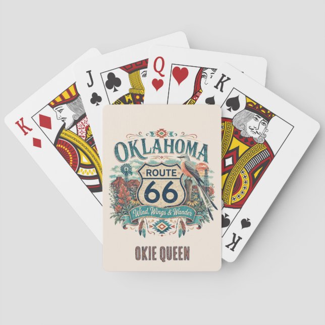 Oklahoma Prairie Boho Route 66 Spielabend Spielkarten (Rückseite)
