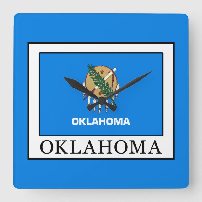 Oklahoma Quadratische Wanduhr (Vorderseite)