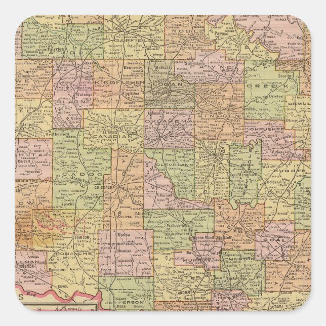 Oklahoma Quadratischer Aufkleber (Vorderseite)