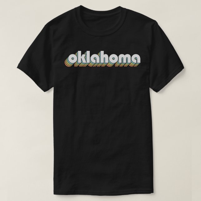 Oklahoma Retro Rainbow Typografie Faded Style T-Shirt (Design vorne)