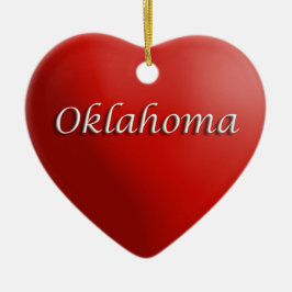 Oklahoma Rotes Herz Keepake-Ornament Keramik Ornament