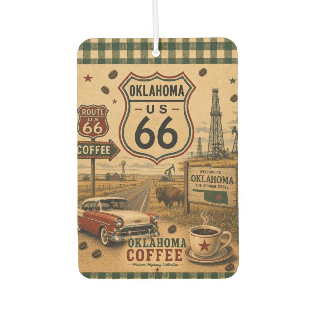 Oklahoma Route 66 Auto-Kaffee-Run Autolufterfrischer (Vorderseite)