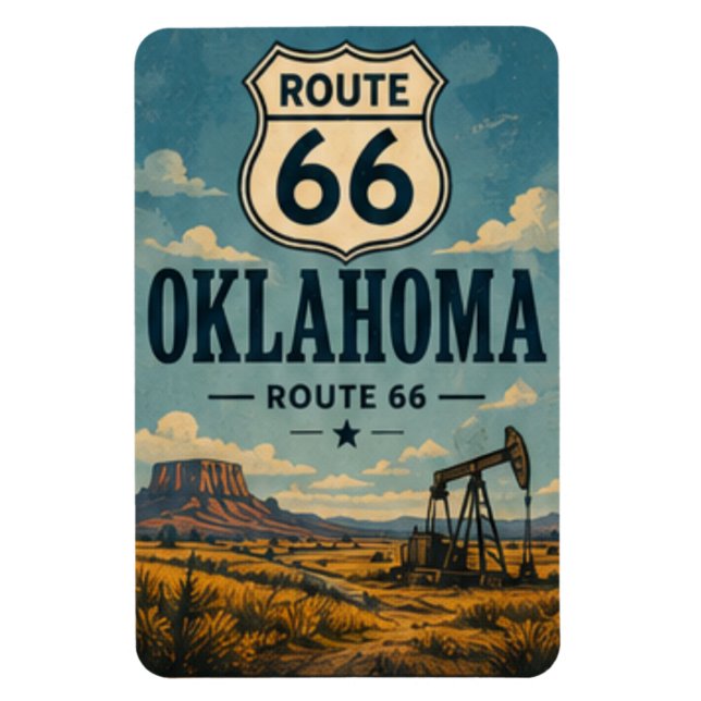 Oklahoma Route 66 Ölförderstraße Reise Kunst Magnet (Vertikal)