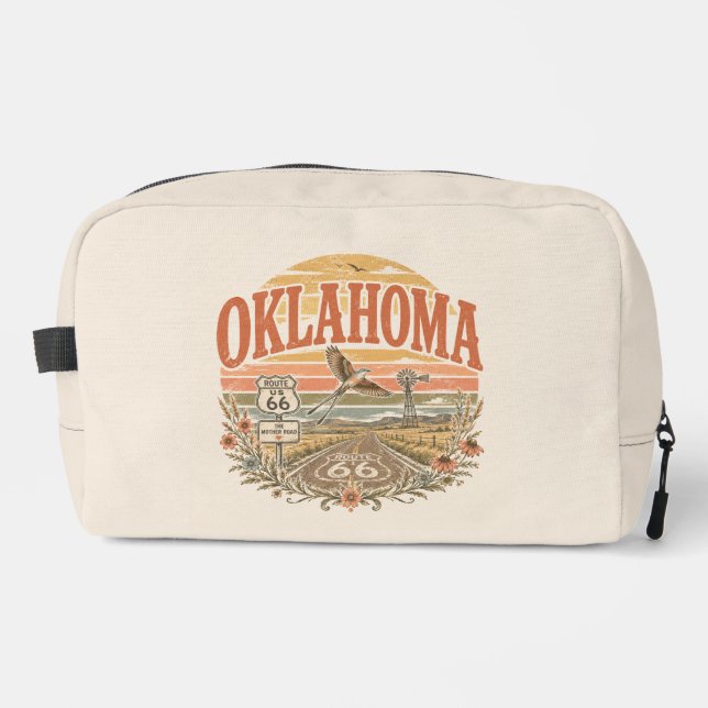 Oklahoma Route 66 Prairie Reisekoffer Waschbeutel (Vorderseite)