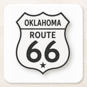 Oklahoma Route 66 Retro White Shield Untersetzer