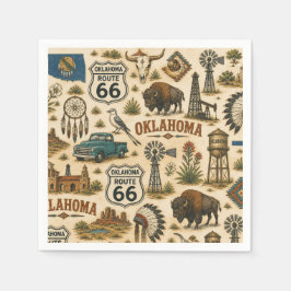 Oklahoma Route 66 Tisch-Roundup Serviette
