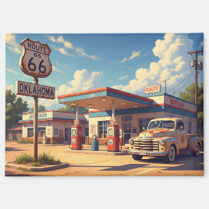 Oklahoma Route 66 Vintage Gasstation Magnet