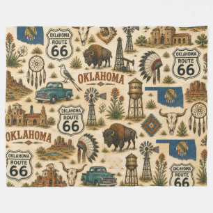 Oklahoma Route 66 Vintage Western Collage Fleecedecke