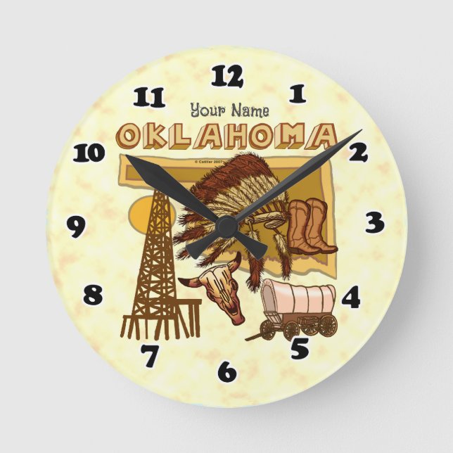 Oklahoma-Runduhren Runde Wanduhr (Vorderseite)