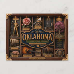Oklahoma Shadow Box 3D Figurine Staat Postkarte