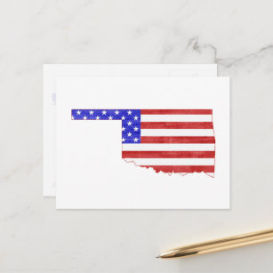 Oklahoma Shaped Patriotic Oklahoman American Flag Postkarte