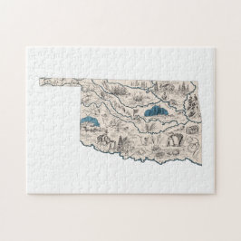 Oklahoma Shaped Vintag Oklahoman Picture Map Puzzle