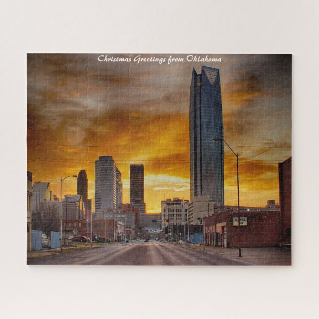 Oklahoma Skyline. Weihnachtsgrüße Puzzle (Horizontal)