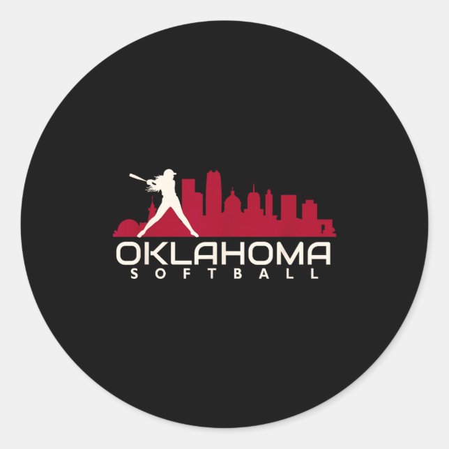 Oklahoma Softball Stadt Mod Runder Aufkleber (Vorderseite)