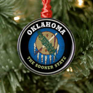 OKLAHOMA SOONER STAAT FLAG ORNAMENT AUS METALL