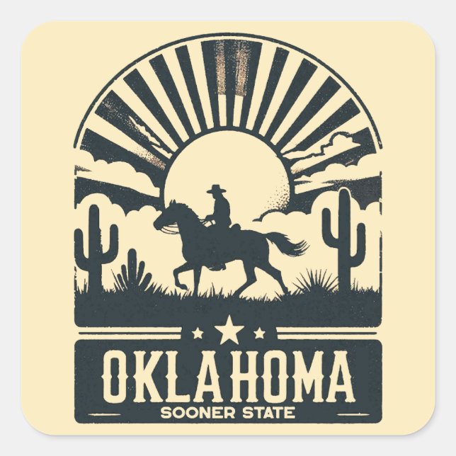 Oklahoma Sooner Staat Quadratischer Aufkleber (Vorderseite)