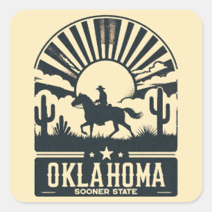 Oklahoma Sooner Staat Quadratischer Aufkleber