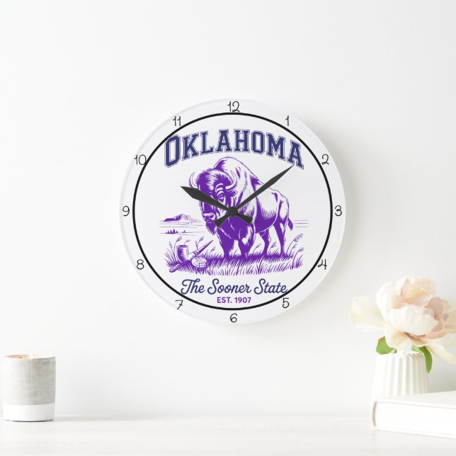 Oklahoma Sooner State Bison Große Wanduhr (Zuhause)