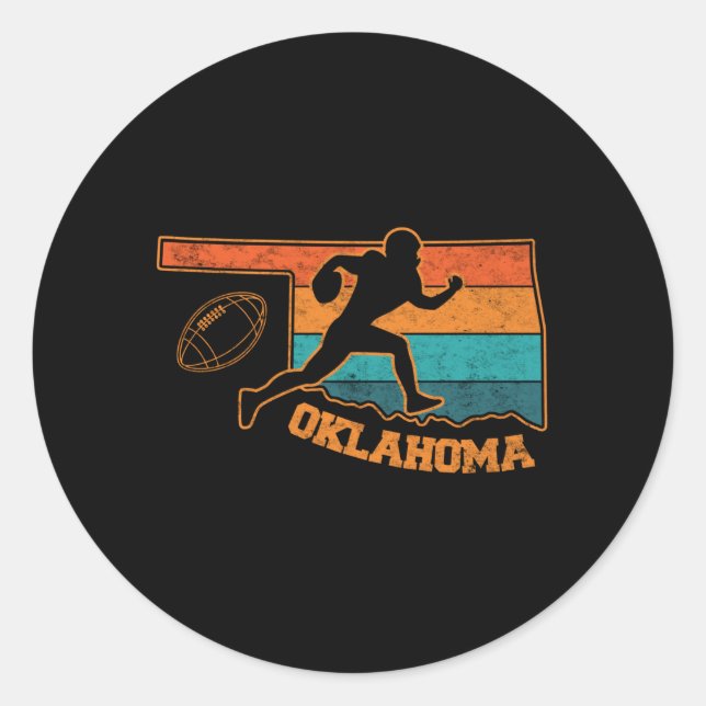Oklahoma Staat Footbal Colorful Map Runder Aufkleber (Vorderseite)