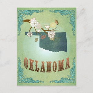 Oklahoma Staat Map - Green Postkarte