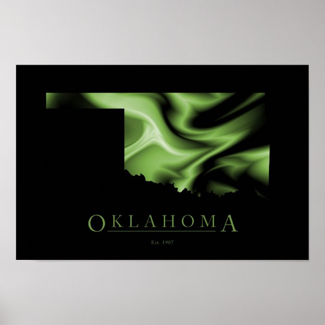 Oklahoma Staat Map Image Poster (Vorne)