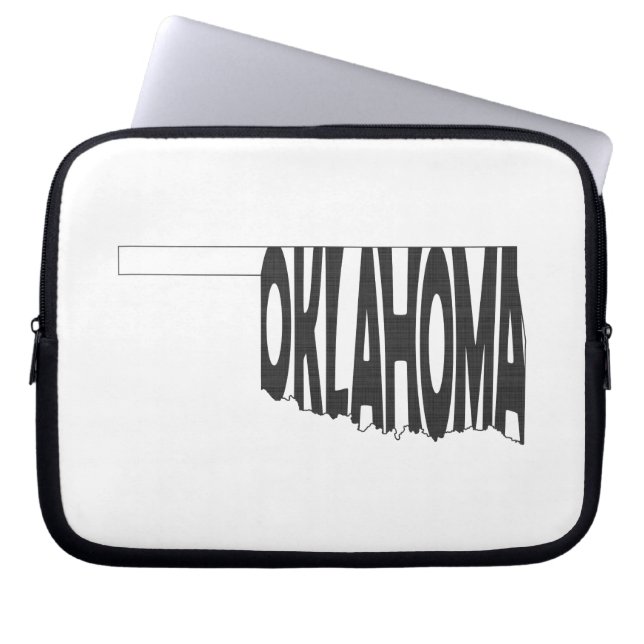 Oklahoma Staat Name Word Art Black Laptopschutzhülle (Vorderseite)