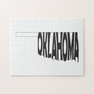 Oklahoma Staat Name Word Art Black Puzzle