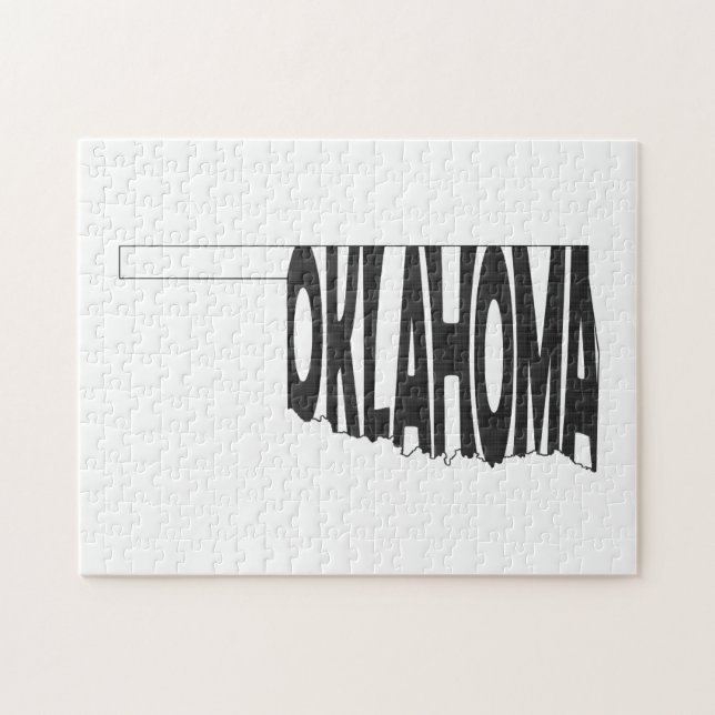 Oklahoma Staat Name Word Art Black Puzzle (Horizontal)