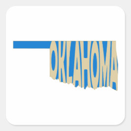 Oklahoma Staat Name Word Art Yellow Quadratischer Aufkleber